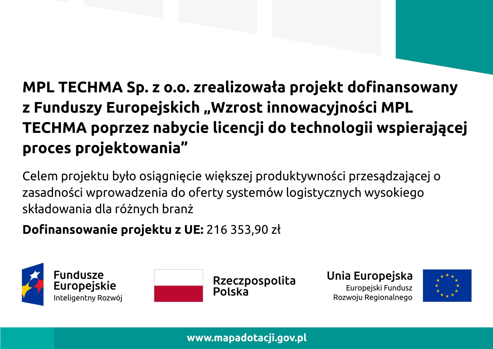 Plakat informacyjny zrealizowanego projektu unijnego, działanie 2.2